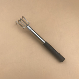 加粗不锈钢单节25cm短杆耙子 不伸缩竿子4齿8齿6齿圆尖金属水草耙