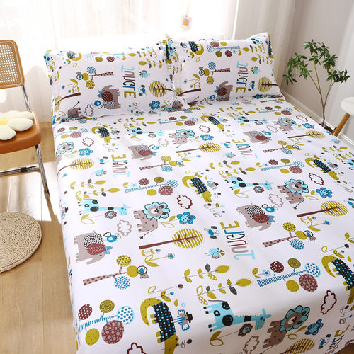 儿童卡通纯棉老粗布三件套透气吸汗不起球褥单学生宿舍亚麻厚床单