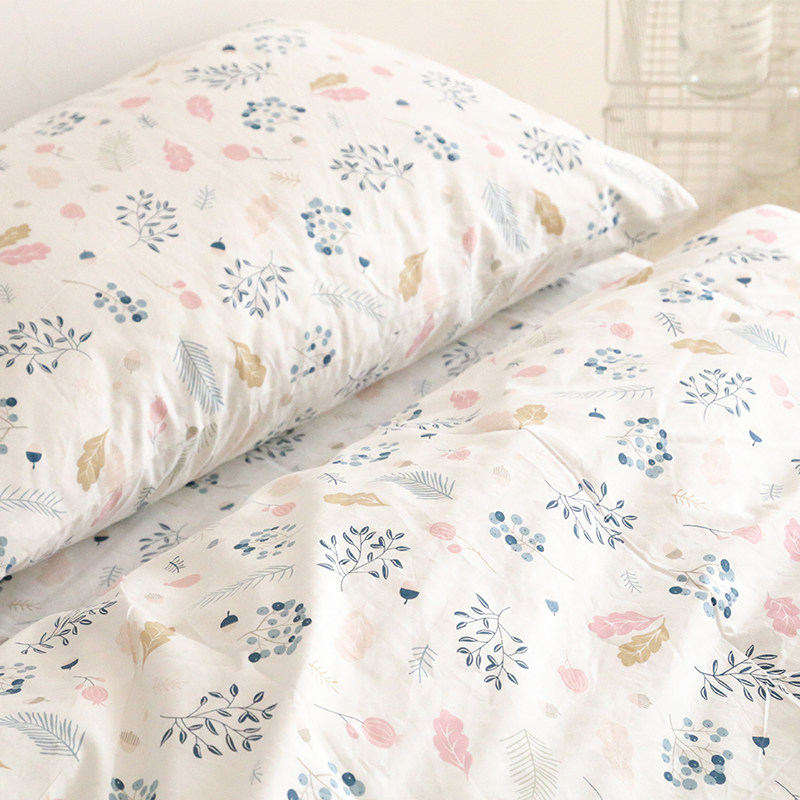 枝间野果 日系小植物碎花莓果文艺全棉斜纹单件床单被套床笠 定做