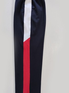 可定做中小学生男女校裤藏蓝色长裤拼接5厘米红白条纹松紧腰兜棉