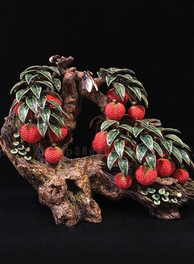 石湾公仔家居客厅办电视柜公室创意陶瓷荔枝摆件乔迁新居商务礼品