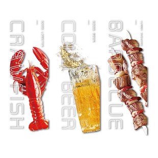 龙虾店广告贴画啤酒吧烧烤火锅店橱窗布置小龙虾图片装 饰玻璃贴纸