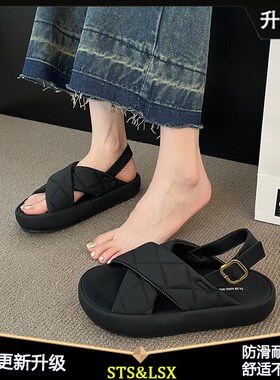 网凉鞋女16995款孕鞋2024夏季新款女子百搭厚底红休闲妇防滑沙滩