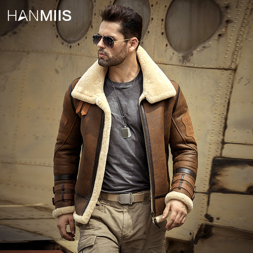 汉名仕美式复古B3飞行服皮夹克