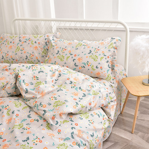 小清新田园 森系碎花纯棉床品女生宿舍 全棉斜纹床单被套枕套定做