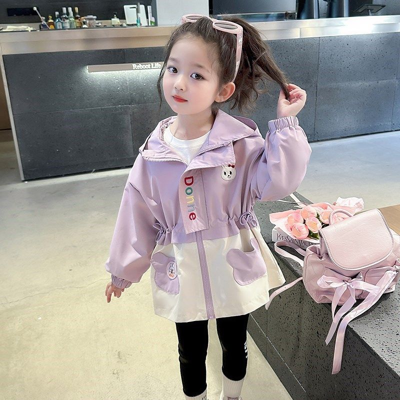 女童洋气宽松连帽春秋季外套女宝y宝2024新款休闲风衣韩版秋装网,童装/婴儿装/亲子装,风衣,淘宝优惠券,粉丝福利购,淘宝优惠卷