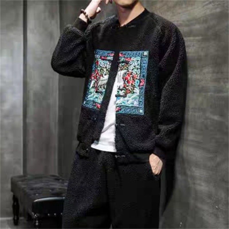 24B3C5冬季新中式盘扣刺绣唐装复古风糕毛棉衣中国风男女棉服外套,男装,唐装,淘宝优惠券,粉丝福利购,淘宝优惠卷