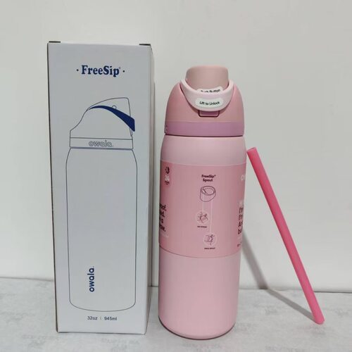水果杯美式哦哇啦双饮口保温杯水果杯owala水杯运动水壶吸管盖