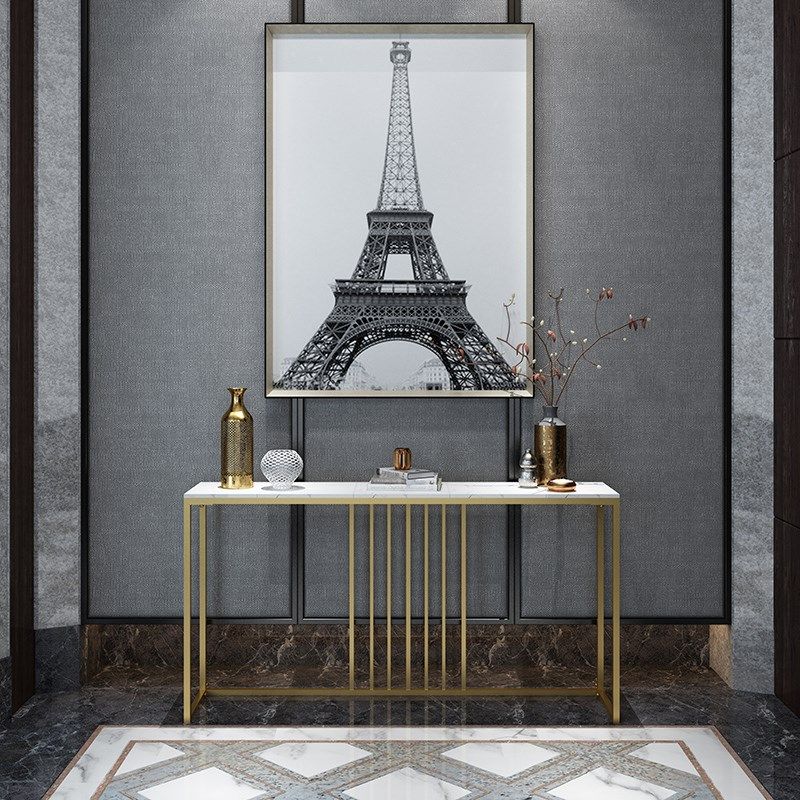 北欧铁艺大理石玄关桌简约现代条案走廊玄关台客厅靠墙金色玄关柜
