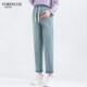 女春夏款 2024新款 两件套无托腹大码 孕妇牛仔裤 小个子直筒老爹裤