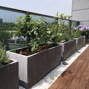 定制北欧长方形镁水泥花盆创意特大环保绿萝家用隔断围栏墙花器槽