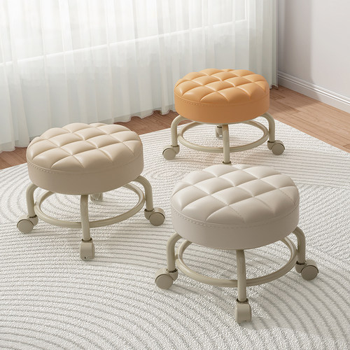 小凳子家用带万向轮矮凳移动带轮小板凳网红小圆凳沙发凳学步凳子