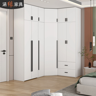 现代简约L型转角衣柜收纳神器分层家用卧室拐角大衣橱衣帽间柜子
