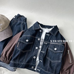 中童炸街春装 加厚儿童2025新款 男孩上衣潮 牛仔外套衬衫 男童春秋款