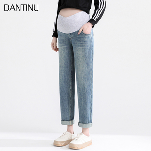 宽松老爹裤 时尚 潮妈外穿春款 低腰托腹大码 孕妇牛仔裤 长裤 2024新款