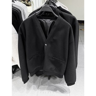 简约休闲V领法兰绒夹克宽松呢子外套 男装 5344309 秋冬新品 柜429