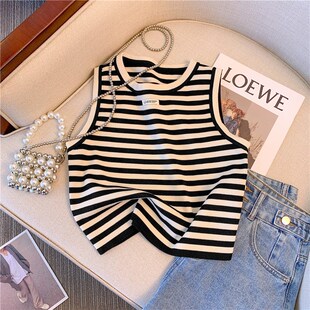 背心外穿时尚 女孩无袖 夏季 洋气冰丝内搭薄款 上衣 2025新款 女童砍袖