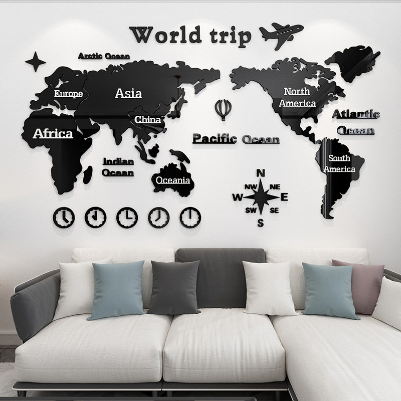 世界地图北欧贴纸自粘创意办公室客厅沙发电视背景墙面装饰3d墙贴,家居饰品,软装墙贴,淘宝优惠券,粉丝福利购,淘宝优惠卷