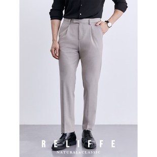 男士 西裤 修身 抗皱直筒黑色长裤 英伦绅士通勤百搭 休闲裤 商务正装