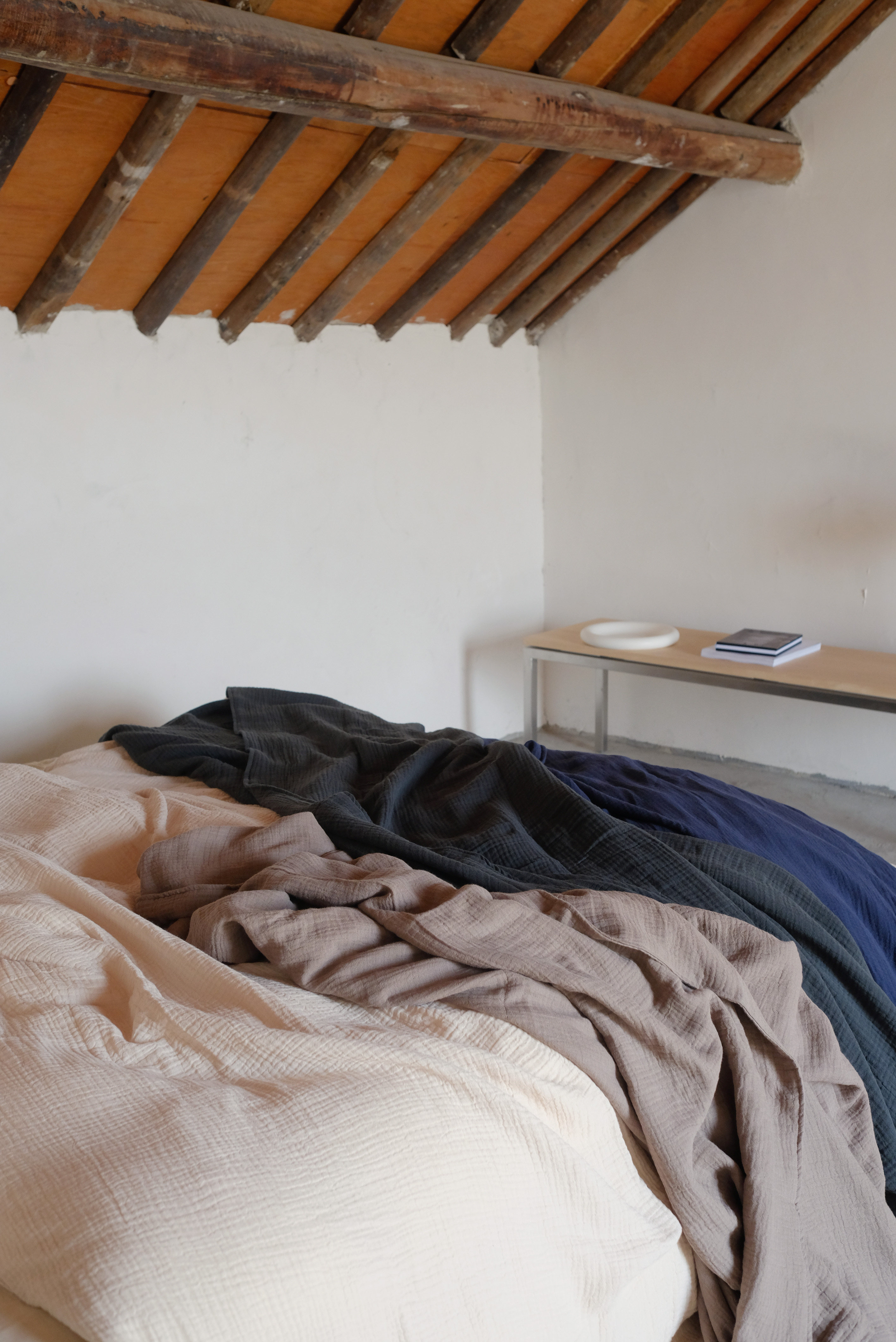 直物人全棉六层纱盖毯居家旅行午休多用毯纯色棉纱柔软简约毯子