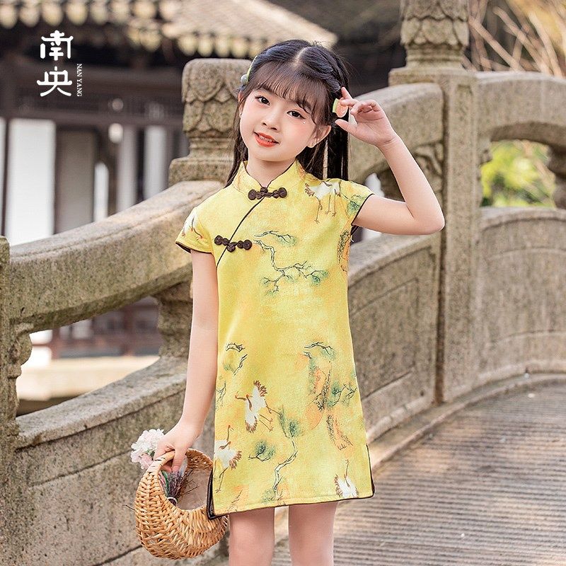 女童旗袍夏季薄款中国风2024新款儿童复古连衣裙小女孩改良演出服