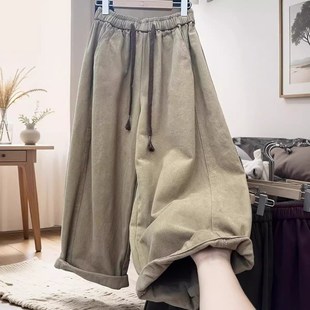 秋冬季 新款 休闲老爹裤 特大码 裤 男女装 宽松工装 子2 300斤显瘦阔腿裤