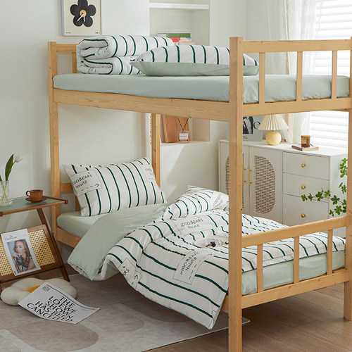 简约全棉学生宿舍牀上三件套纯棉牀单被套被罩上下铺寝室牀上用品