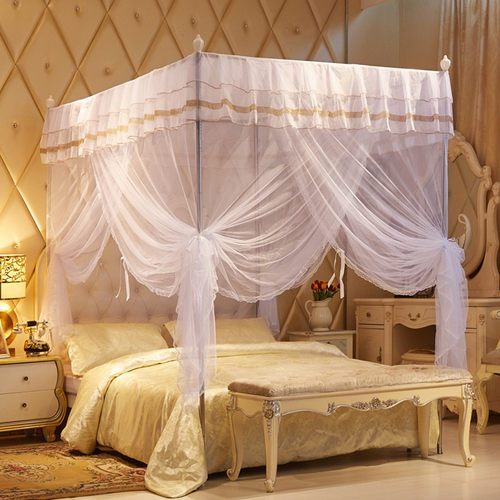 三开门宫廷蚊帐家用1.8m床加密加厚1.5纹账公主风落地支架2.0x2.2