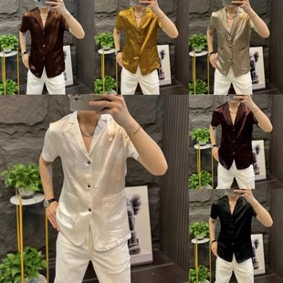 男士 男款 高品质西服短袖 开衫 欧货清凉上衣 潮流百搭轻奢半袖 71夏季