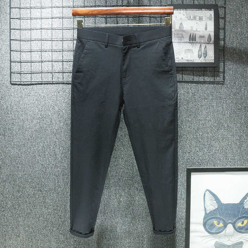 夏季冰丝超薄款 九分黑色休闲裤男士修身小脚薄款2023年新款裤子