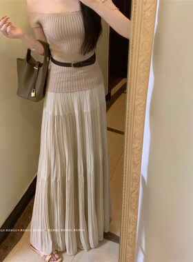 高个子女生175加长版杏色百褶半身裙女夏高腰显瘦a字大摆长裙子