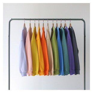 落肩纯棉不起球毛圈布套头圆领卫衣男女bf风宽松韩版 2020秋季 新款