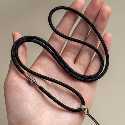 花素吊坠挂绳高档固定款项链绳十二生肖守护神天珠竖穿无事牌男女