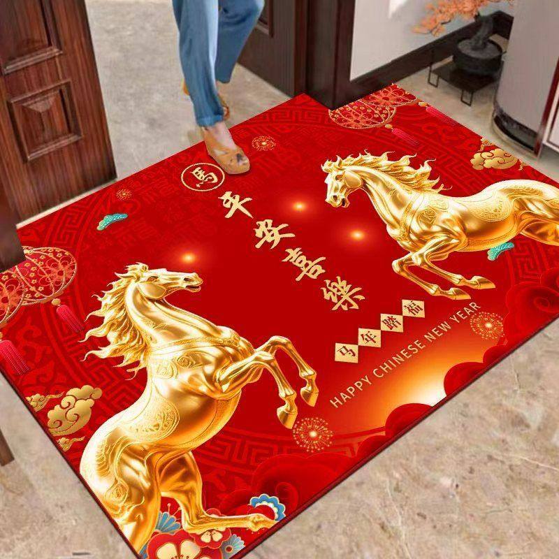 【下单立减50】马年新款喜庆迎春脚垫家用玄关易清洁防滑地垫_WF,居家布艺,入户地垫,淘宝优惠券,粉丝福利购,淘宝优惠卷