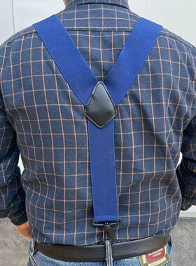 防滑男士背带吊带X型Y成人西裤背带夹西装复古潮黑色男吊裤带松紧