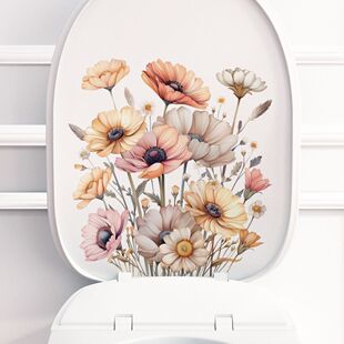 厕所卫生间浴室瓷砖墙贴纸马桶贴画盖子水箱装饰