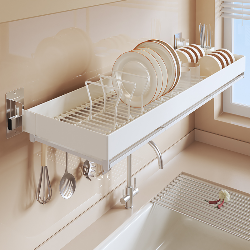 厨房高端挂壁碗碟收纳架多功能置物架壁挂式水槽沥碗架碗盘沥水架