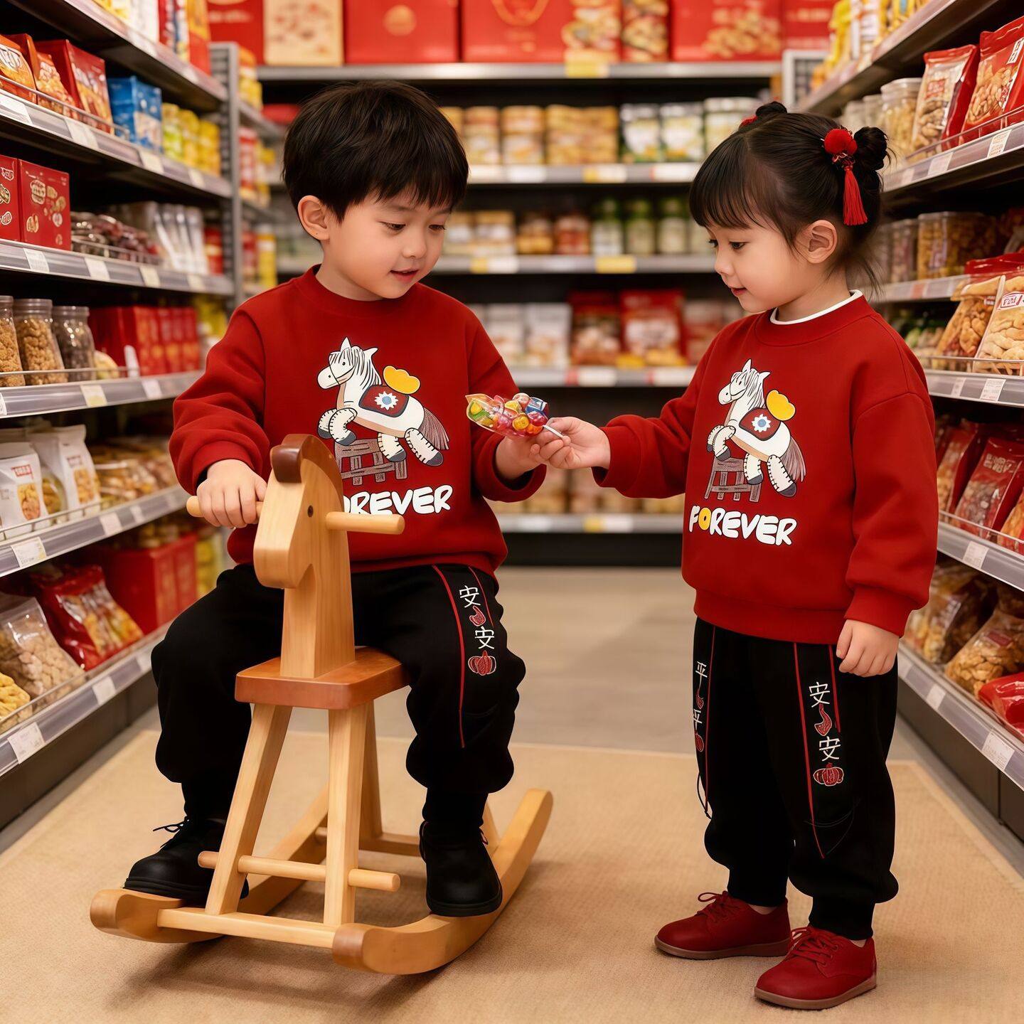 新年拜年服男童纯棉加绒卫衣套装女童国风红色喜衣服儿童过年衣服,童装/婴儿装/亲子装,卫衣/绒衫,淘宝优惠券,粉丝福利购,淘宝优惠卷