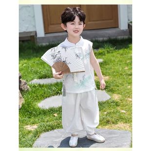 男童汉服夏装薄款儿童新中式无袖风唐装痞帅小童盘扣古风装潮