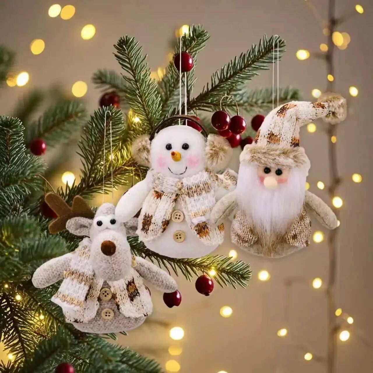 3pcs Christmas Tree Plush Ornaments Set for Xmas Home Party
