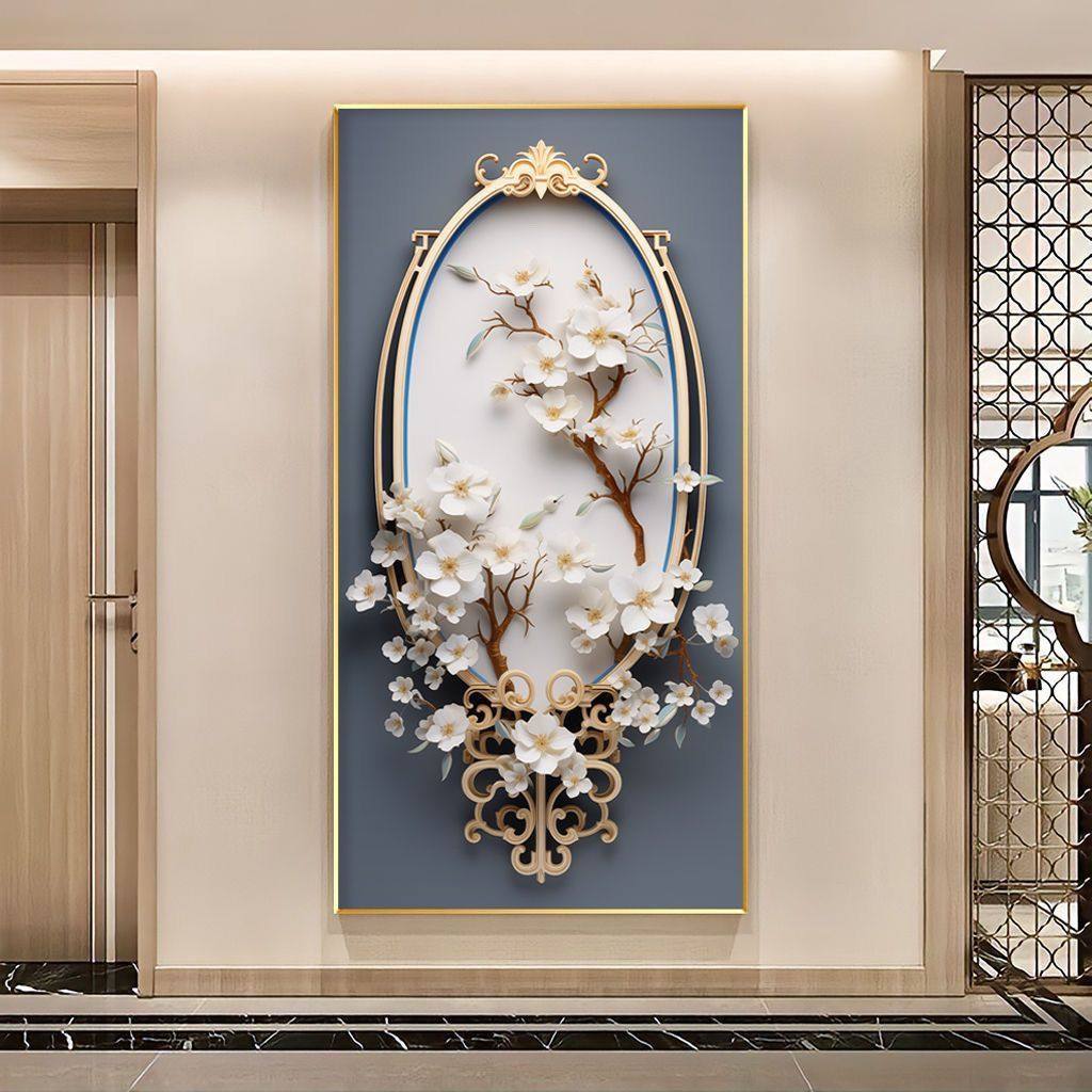 欧式田园玄关装饰画现代简约过道走廊挂画入户客厅壁画植物花卉