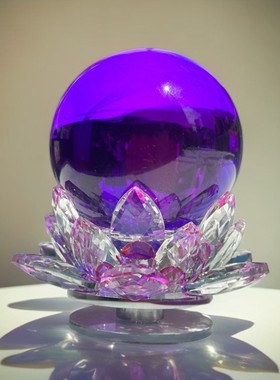 水晶球摆件莲花家居装饰品客厅电视柜玄关酒柜鞋柜摆设乔迁送礼品