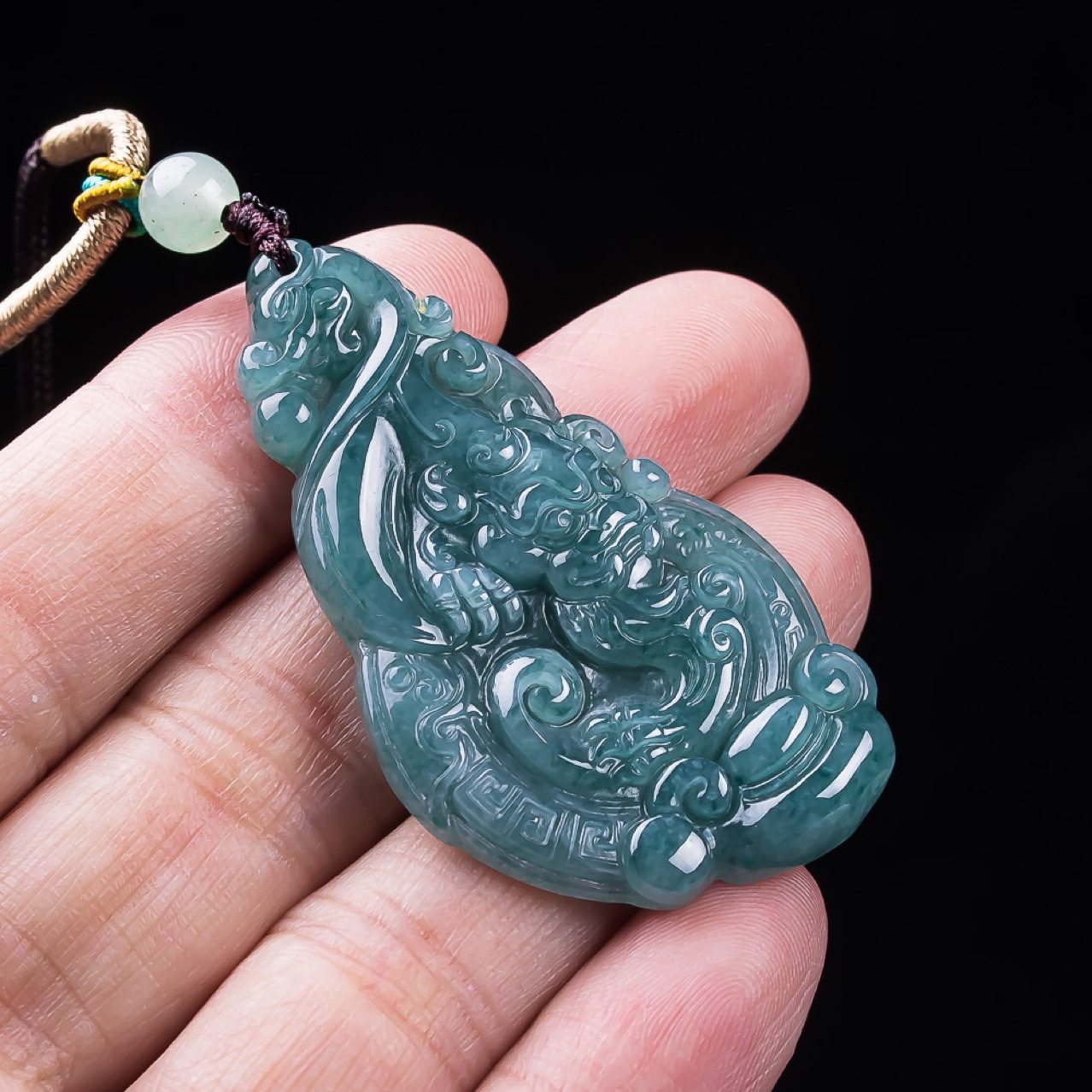 天然翡翠A货糯种蓝水玉石挂件冰种男士女款貔貅吊坠玉佩玉坠