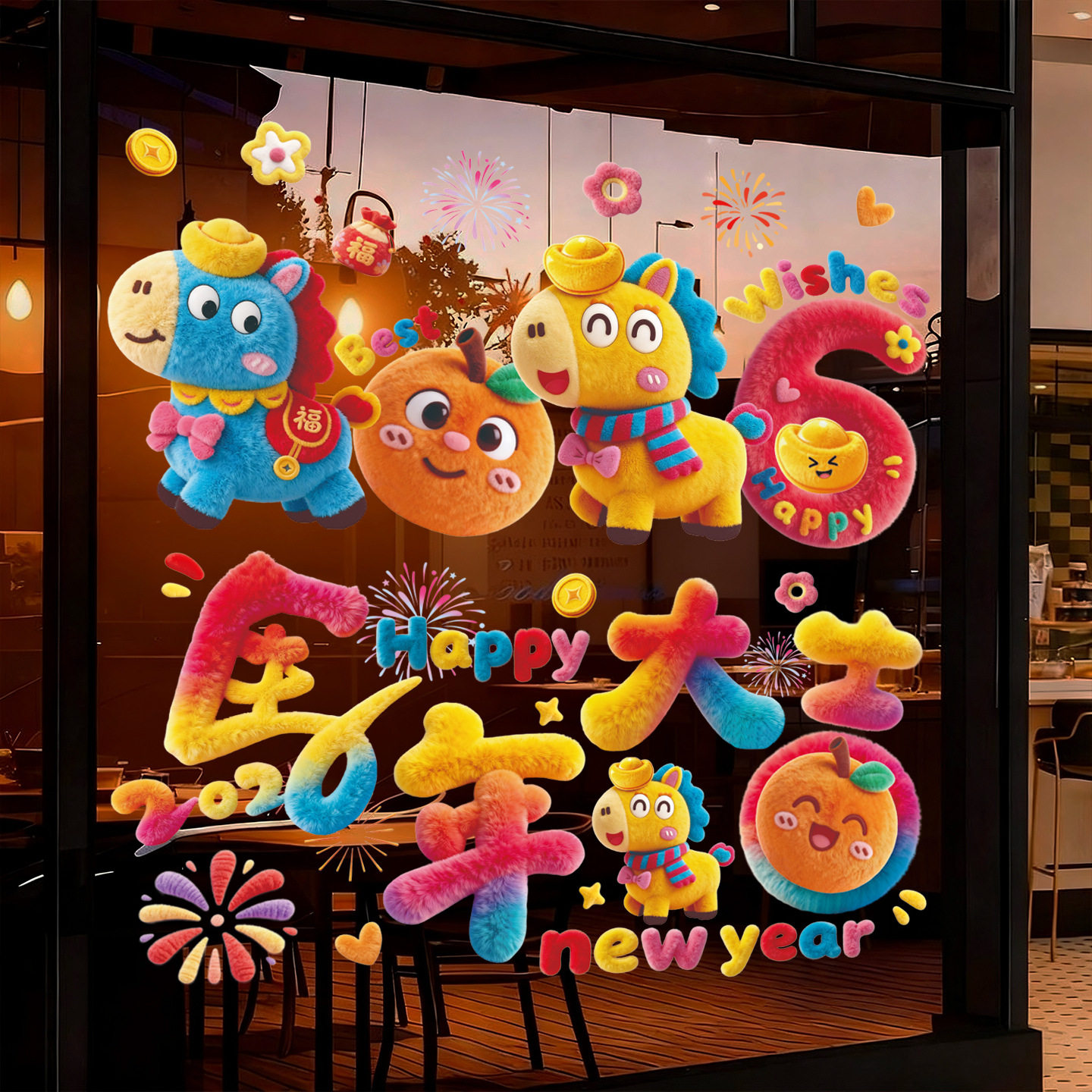 2026马年元旦玻璃门橱窗贴纸春节过年福字窗花静电贴画新年装饰品,节庆用品/礼品,挂饰/生肖挂饰,淘宝优惠券,粉丝福利购,淘宝优惠卷