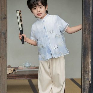 男童汉服夏季薄款幼儿园爆款古装中国风帅气儿童唐装新款分体套装