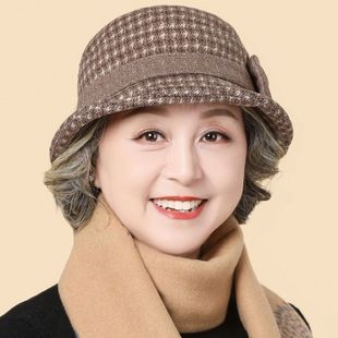 帽子遮白发的头饰新款中年妇女中老年人女奶奶老太太秋冬保暖毛呢