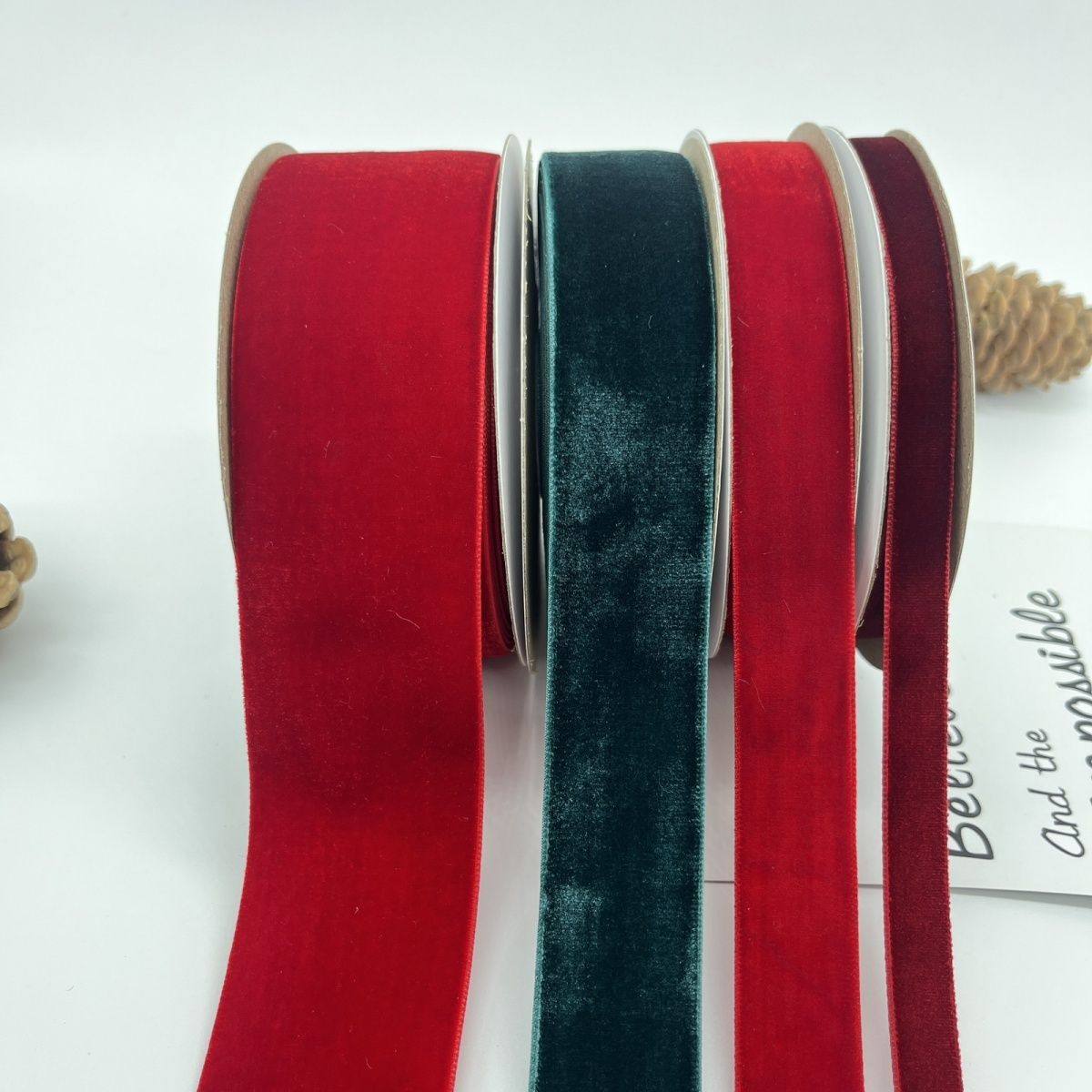 红色丝绒丝带丝带天鹅绒面丝绒植绒带diy绒带丝带花束圣诞节蝴蝶