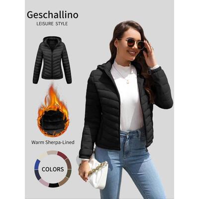 Women's Lightweight Puffer Jacket Casual Fall Winter Hooded