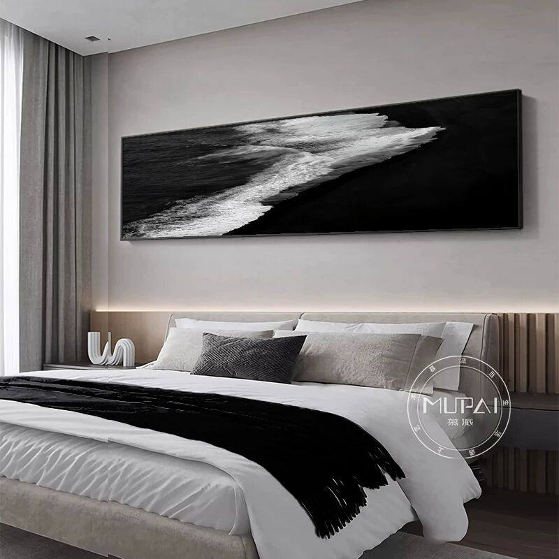 现代简约卧室床头装饰画海景抽象挂画2024新款客厅沙发背景墙壁画,家居饰品,现代装饰画,淘宝优惠券,粉丝福利购,淘宝优惠卷