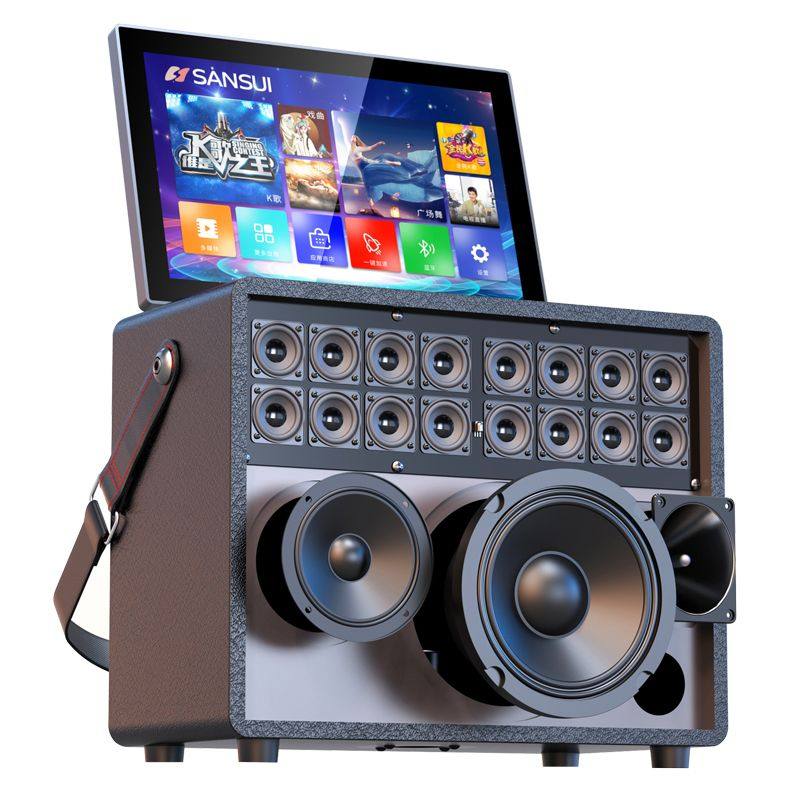 山水Q50S家庭ktv音响户外广场舞显示屏移动卡拉ok音箱点歌一体机